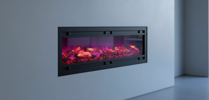 شومینه برقی فریم فلز مدل نوکسا با هیزم سه‌بعدی، نور RGB و صدای واقعی آتش
